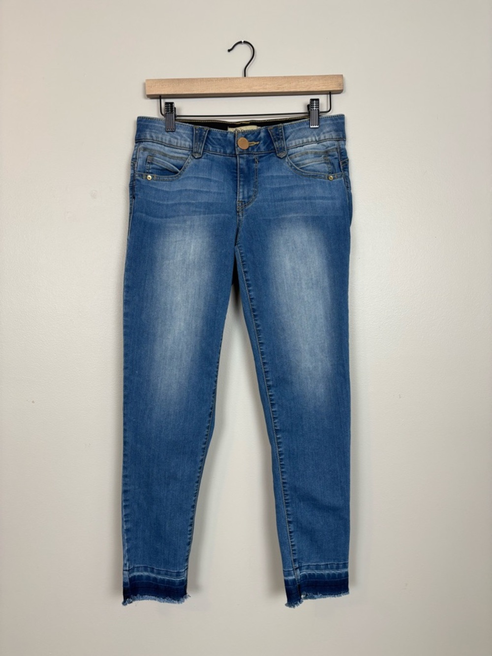 Democracy Jeans Womens 6 Ab Solution Skinny Ankle Frayed Raw Hem Denim in Blue
